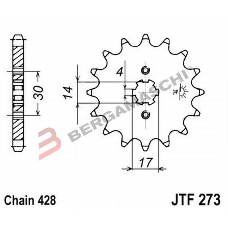 PIGNONE TRASMISSIONE PER MOTO JT 273 Z13 JTF273.13 13 DENTI ACCIAIO