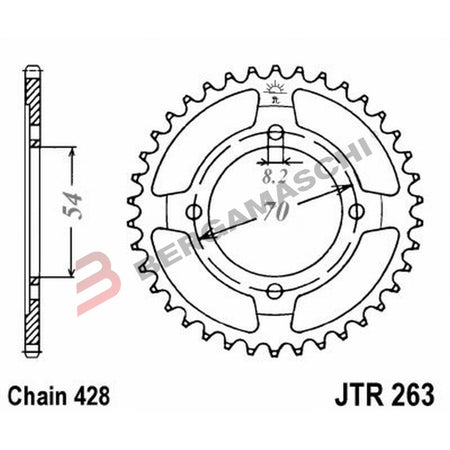CORONA PER TRASMISSIONE MOTO JT 263 Z36 JTR263.36 36 DENTI ACCIAIO PASSO 428