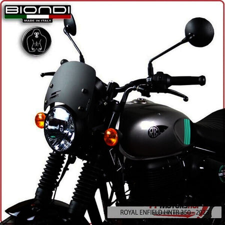 CUPOLINO PARABREZZA MOTO PER ROYAL ENFIELD HNTR 350 2023> NERO SATINATO BIONDI