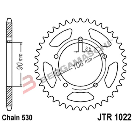 CORONA PER TRASMISSIONE MOTO JT 1022 Z40 JTR1022.40 40 DENTI ACCIAIO PASSO 530