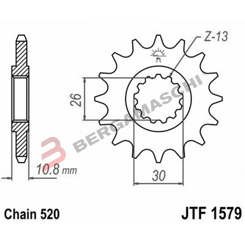 PIGNONE TRASMISSIONE PER MOTO JT 1579 Z15 JTF1579.15 15 DENTI ACCIAIO PASSO 520