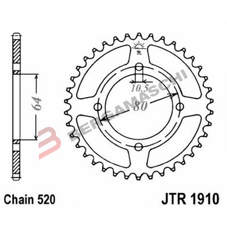 CORONA PER TRASMISSIONE MOTO JT 1910 Z32 JTR1910.32 32 DENTI ACCIAIO PASSO 520