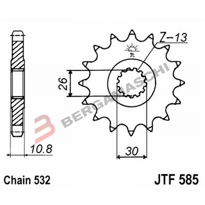 PIGNONE TRASMISSIONE PER MOTO JT 585 Z17 JTF585.17 17 DENTI ACCIAIO PASSO 532
