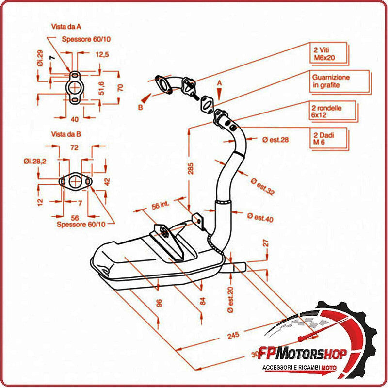 MARMITTA SILENZIATORE TERMINALE SCARICO SITO PER PIAGGIO VESPA PK 125 0251