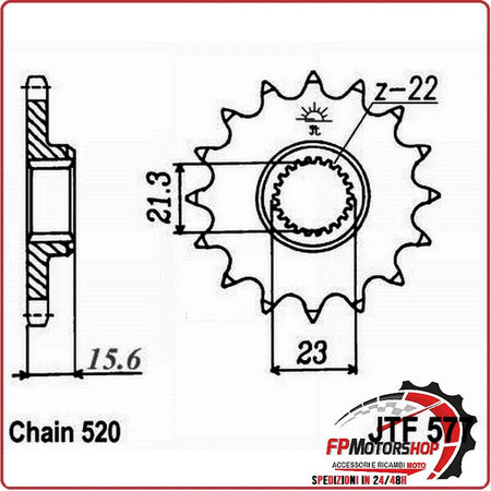 PIGNONE TRASMISSIONE PER MOTO JT 577 Z15 RB AMMORTIZZATO JTF577.15RB 15 DENTI