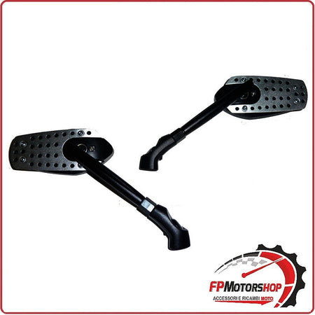 COPPIA SPECCHIETTI UNIVERSALI PER MOTO SCOOTER BKR ARGENTO BRACCIO NERO 150mm