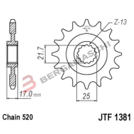 PIGNONE TRASMISSIONE PER MOTO JT 1381 Z16 RB AMMORTIZZATO JTF1381.16RB 16 DENTI