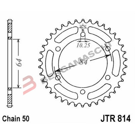 CORONA PER TRASMISSIONE MOTO JT 814 Z42 JTR814.42 42 DENTI ACCIAIO PASSO 530