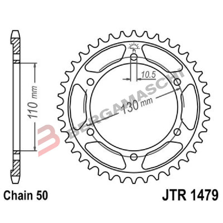 CORONA PER TRASMISSIONE MOTO JT 1479 Z47 ZBK ZINCATA NERA JTR1479.47ZBK 47 DENTI