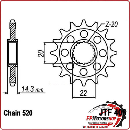 PIGNONE TRASMISSIONE PER MOTO JT 406 Z16 JTF406.16 16 DENTI ACCIAIO PASSO 520