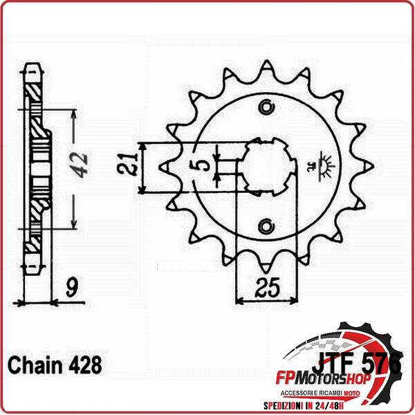 PIGNONE TRASMISSIONE PER MOTO JT 576 Z17 JTF576.17 17 DENTI ACCIAIO PASSO 428