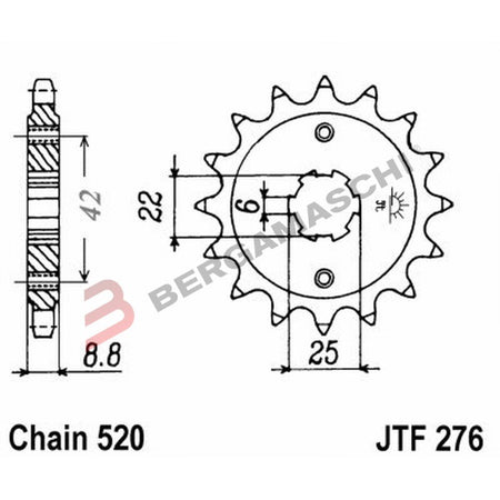 PIGNONE TRASMISSIONE PER MOTO JT 276 Z16 JTF276.16 16 DENTI ACCIAIO