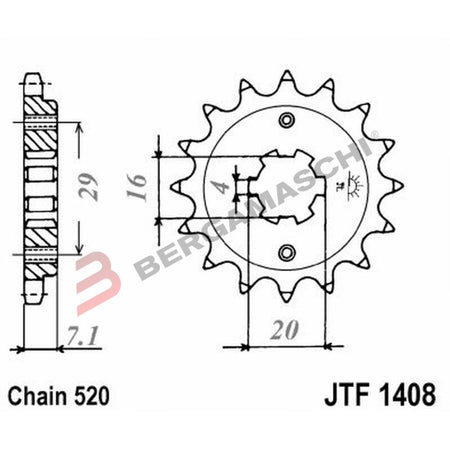 PIGNONE TRASMISSIONE PER MOTO JT 1408 Z15 JTF1408.15 15 DENTI ACCIAIO PASSO 520