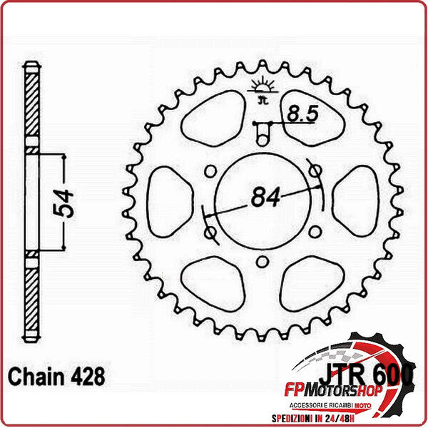 CORONA PER TRASMISSIONE MOTO JT 600 Z52 JTR600.52 52 DENTI ACCIAIO PASSO 428