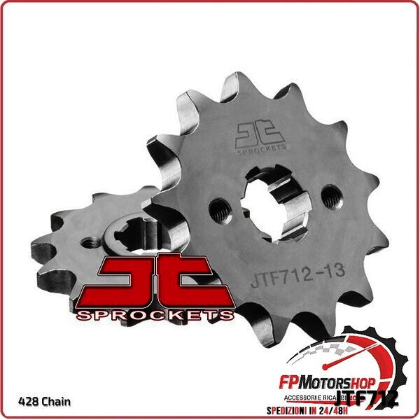 PIGNONE TRASMISSIONE PER MOTO JT 712 Z13 JTF712.13 13 DENTI ACCIAIO PASSO 428