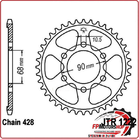 CORONA PER TRASMISSIONE MOTO JT 1222 Z47 JTR1222.47 47 DENTI ACCIAIO PASSO 428