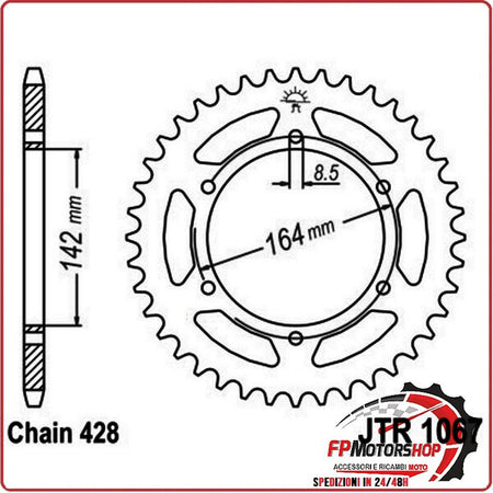 CORONA PER TRASMISSIONE MOTO JT 1067 Z52 JTR1067.52 52 DENTI ACCIAIO PASSO 428