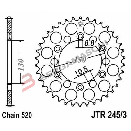 CORONA PER TRASMISSIONE MOTO JT 245/3 Z42 JTR245/3.42 42 DENTI ACCIAIO PASSO 520