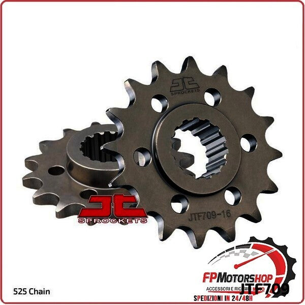 PIGNONE TRASMISSIONE PER MOTO JT 709 Z16 JTF709.16 16 DENTI ACCIAIO PASSO 525