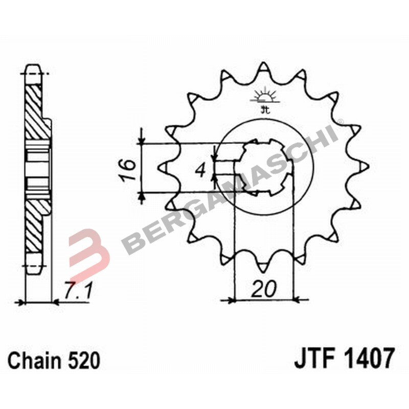 PIGNONE TRASMISSIONE PER MOTO JT 1407 Z10 JTF1407.10 10 DENTI ACCIAIO PASSO 520