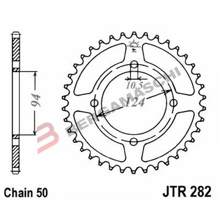 CORONA PER TRASMISSIONE MOTO JT 282 Z34 JTR282.34 34 DENTI ACCIAIO PASSO 530