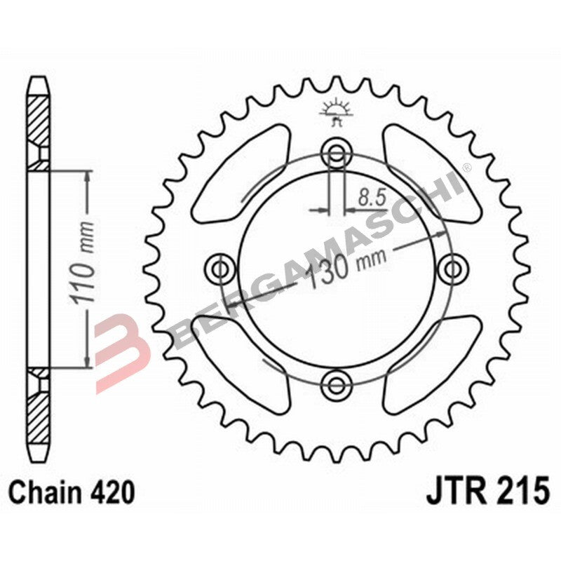 CORONA PER TRASMISSIONE MOTO ALLUMINIO JTA215 Z55 ROSSO JTA215.55 55 DENTI HONDA