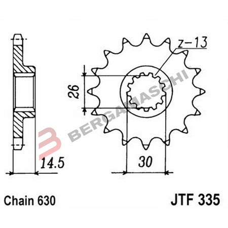 PIGNONE TRASMISSIONE PER MOTO JT 335 Z15 JTF335.15 15 DENTI ACCIAIO PASSO 630