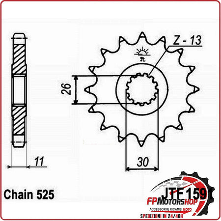 PIGNONE TRASMISSIONE PER MOTO JT 1591 Z15 RB AMMORTIZZATO JTF1591.15RB 15 DENTI
