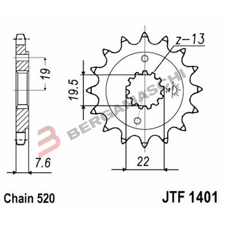 PIGNONE TRASMISSIONE PER MOTO JT 1401 Z15 JTF1401.15 15 DENTI ACCIAIO PASSO 520