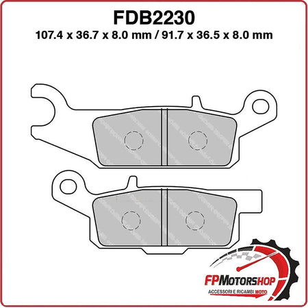 PASTIGLIE FRENO PER MOTO FDB2230SG YAMAHA QUAD YFM RAPTOR 250 R 08>09 550