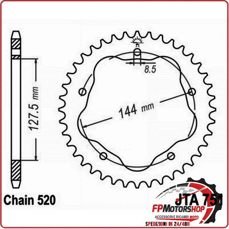 CORONA PER TRASMISSIONE MOTO ALL.7075T6 JTA751Z38BLK RICHIEDE PARASTRAPPI