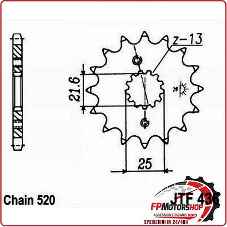 PIGNONE TRASMISSIONE PER MOTO JT 436 Z14 JTF436.14 14 DENTI ACCIAIO PASSO 520