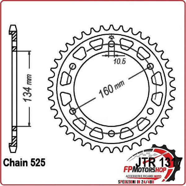 CORONA PER TRASMISSIONE MOTO JT 1317 Z43 JTR1317.43 43 DENTI ACCIAIO PASSO 525