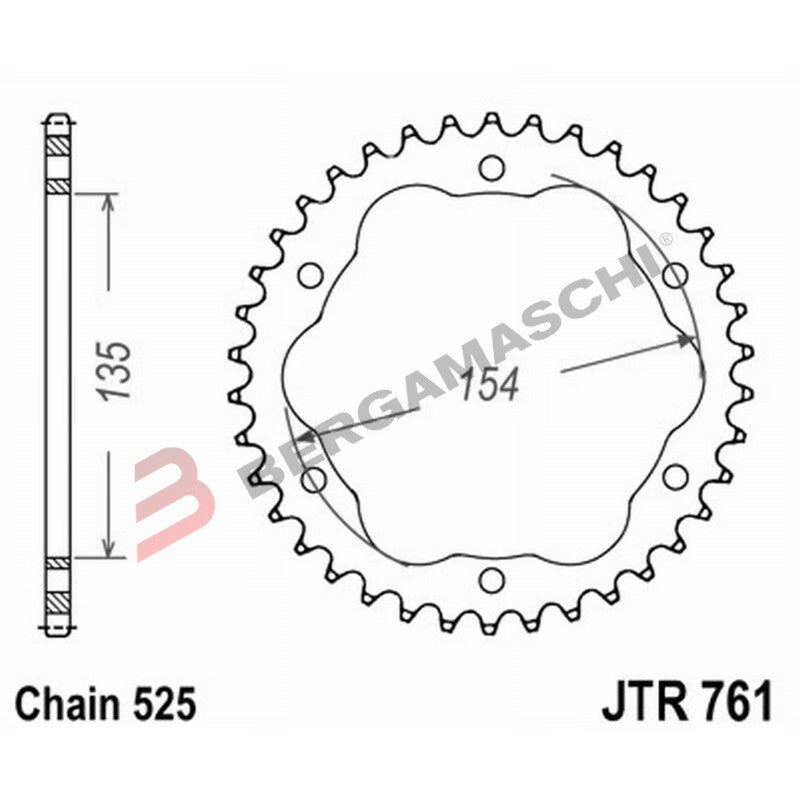 CORONA PER TRASMISSIONE MOTO JT 761 Z38 JTR761.38 38 DENTI DUCATI 1098 1198