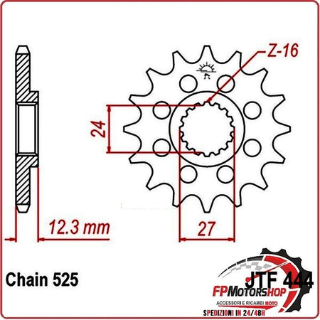 PIGNONE TRASMISSIONE PER MOTO JT 444 Z17 JTF444.17 17 DENTI ACCIAIO PASSO 525