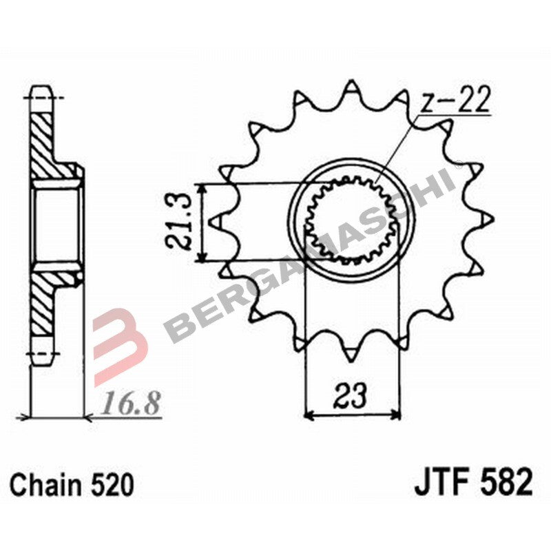 PIGNONE TRASMISSIONE PER MOTO JT 582 Z16 JTF582.16 16 DENTI ACCIAIO PASSO 520