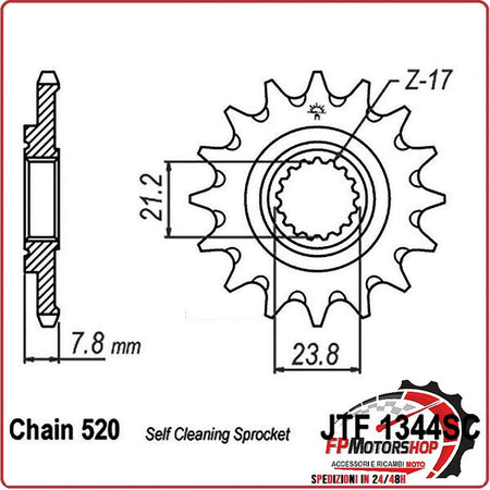 PIGNONE TRASMISSIONE PER MOTO JT 1344 Z13 SC JTF1344.13SC 13 DENTI ACCIAIO SELF