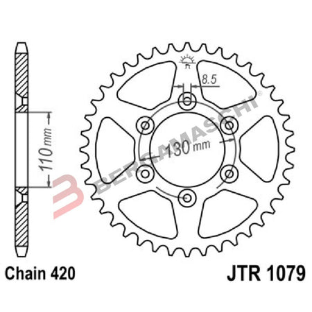CORONA PER TRASMISSIONE MOTO JT 1079 Z53 JTR1079.53 53 DENTI ACCIAIO PASSO 420