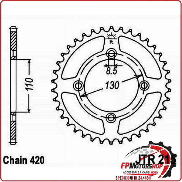 CORONA PER TRASMISSIONE MOTO JT 215 Z50 JTR215.50 50 DENTI ACCIAIO PASSO 420