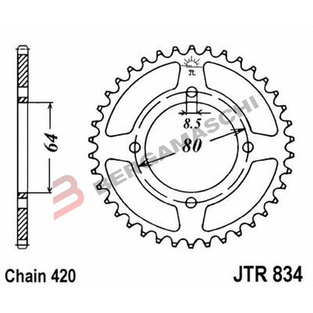 CORONA PER TRASMISSIONE MOTO JT 834 Z35 JTR834.35 35 DENTI ACCIAIO PASSO 420