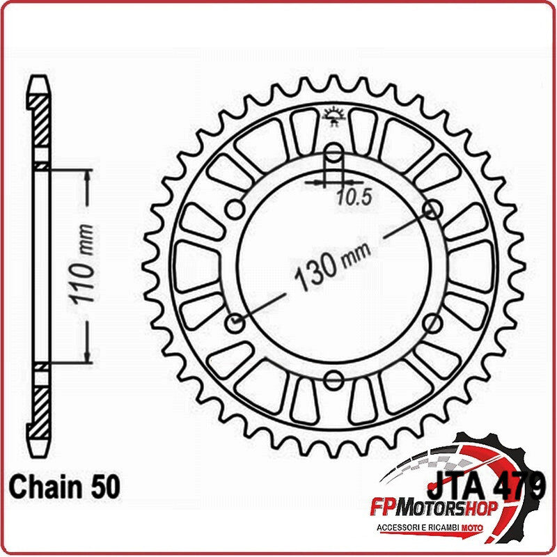 CORONA TRASMISSIONE PER MOTO ALLUMINIO JTA 479 Z45 JTA479.45 45 DENTI YAMAHA R1