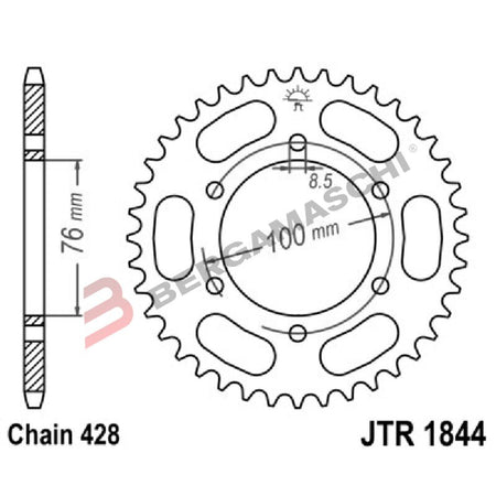CORONA PER TRASMISSIONE MOTO JT 1844 Z48 JTR1844.48 48 DENTI ACCIAIO PASSO 428