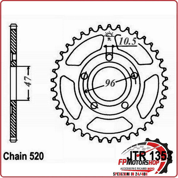 CORONA PER TRASMISSIONE MOTO JT 1353 Z40 JTR1353.40 40 DENTI ACCIAIO PASSO 520