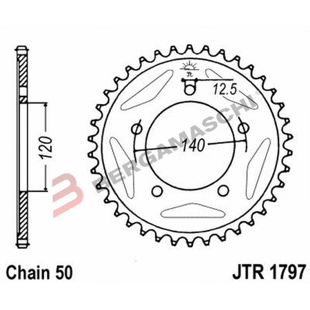 CORONA PER TRASMISSIONE MOTO JT 1797 Z41 JTR1797.41 41 DENTI ACCIAIO PASSO 530