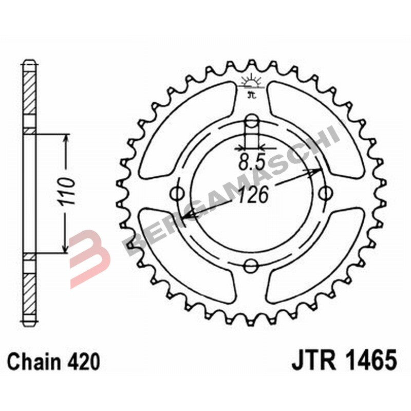 CORONA PER TRASMISSIONE MOTO JT 1465 Z46 JTR1465.46 46 DENTI ACCIAIO PASSO 420
