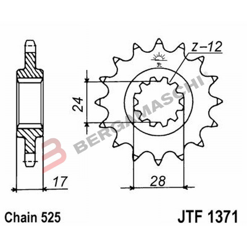 PIGNONE TRASMISSIONE PER MOTO JT 1371 Z15 RB AMMORTIZZATO JTF1371.15RB 15 DENTI