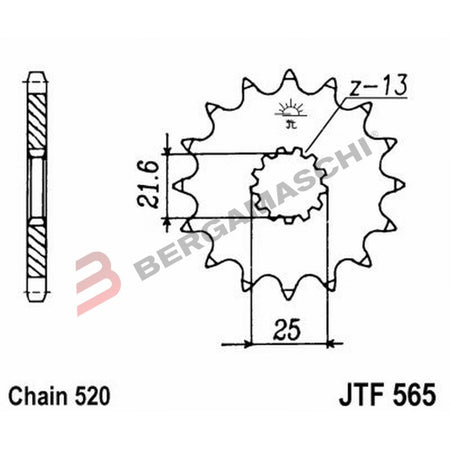 PIGNONE TRASMISSIONE PER MOTO JT 565 Z15 JTF565.15 15 DENTI ACCIAIO PASSO 520