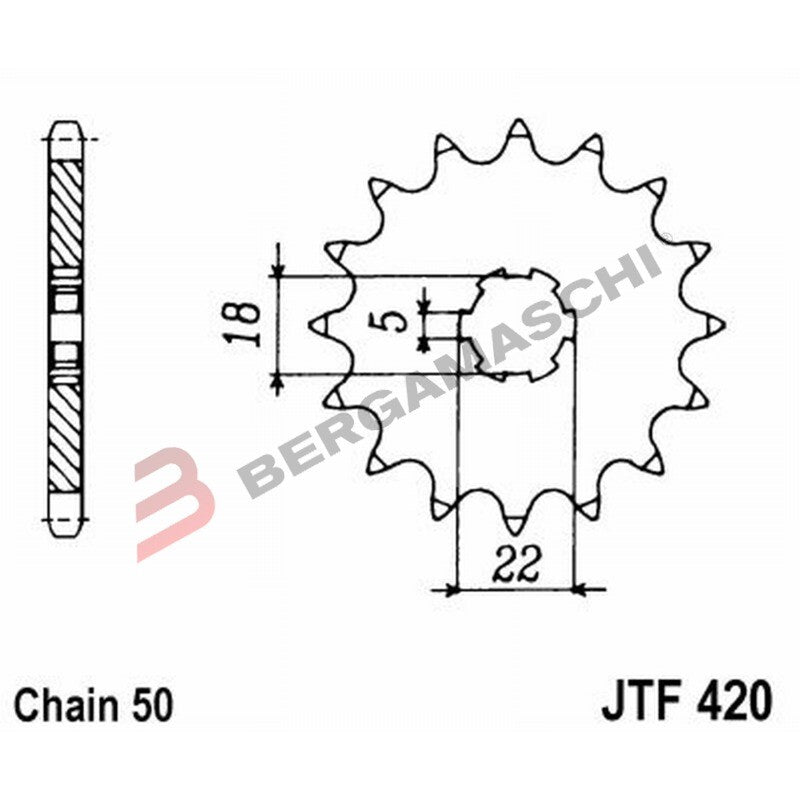 PIGNONE TRASMISSIONE PER MOTO JT 420 Z15 JTF420.15 SUZUKI GT500 75-78
