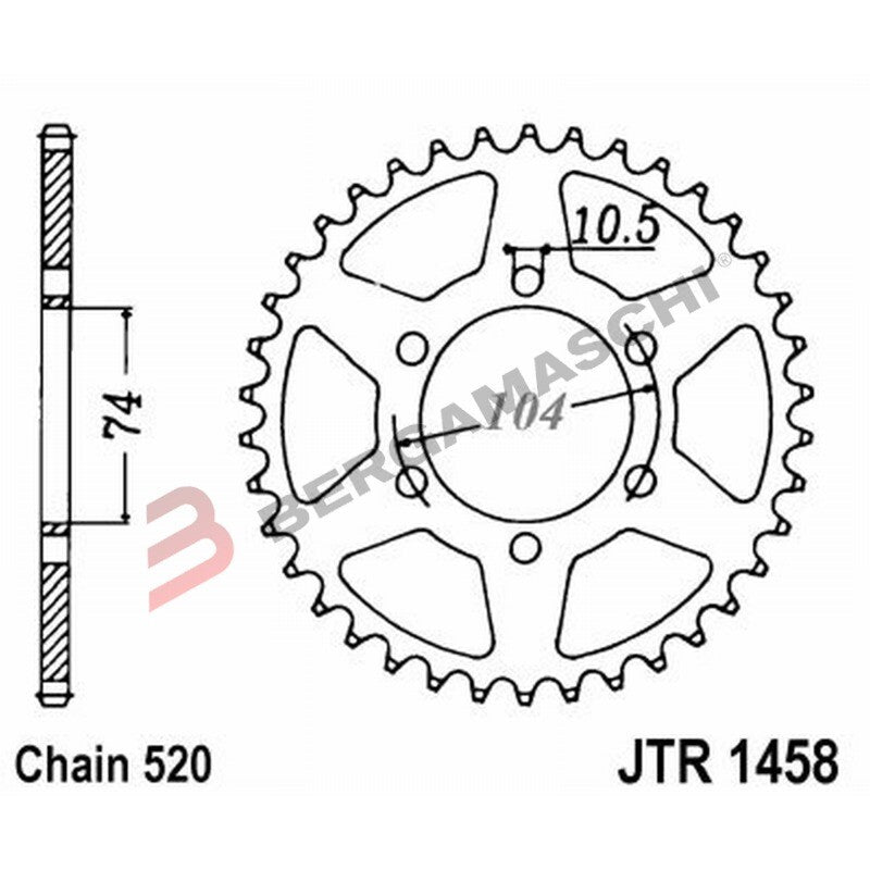 CORONA PER TRASMISSIONE MOTO JT 1458 Z40 JTR1458.40 40 DENTI ACCIAIO PASSO 520