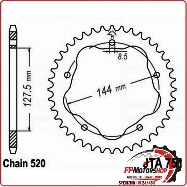CORONA PER TRASMISSIONE MOTO ALL.7075T6 JTA751Z38BLK RICHIEDE PARASTRAPPI